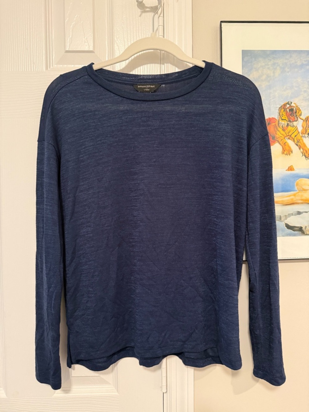 Banana Republic Navy Long-Sleeve Crewneck Tee
